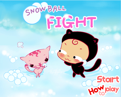 小猫咪打雪仗