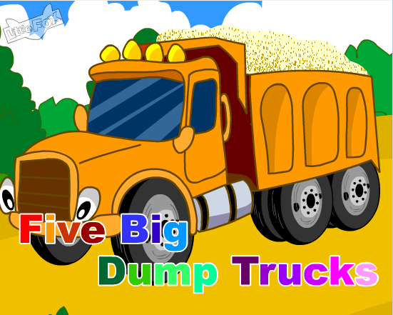 Five big dump trucks