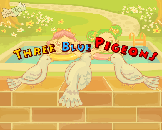 Three blue pigeons